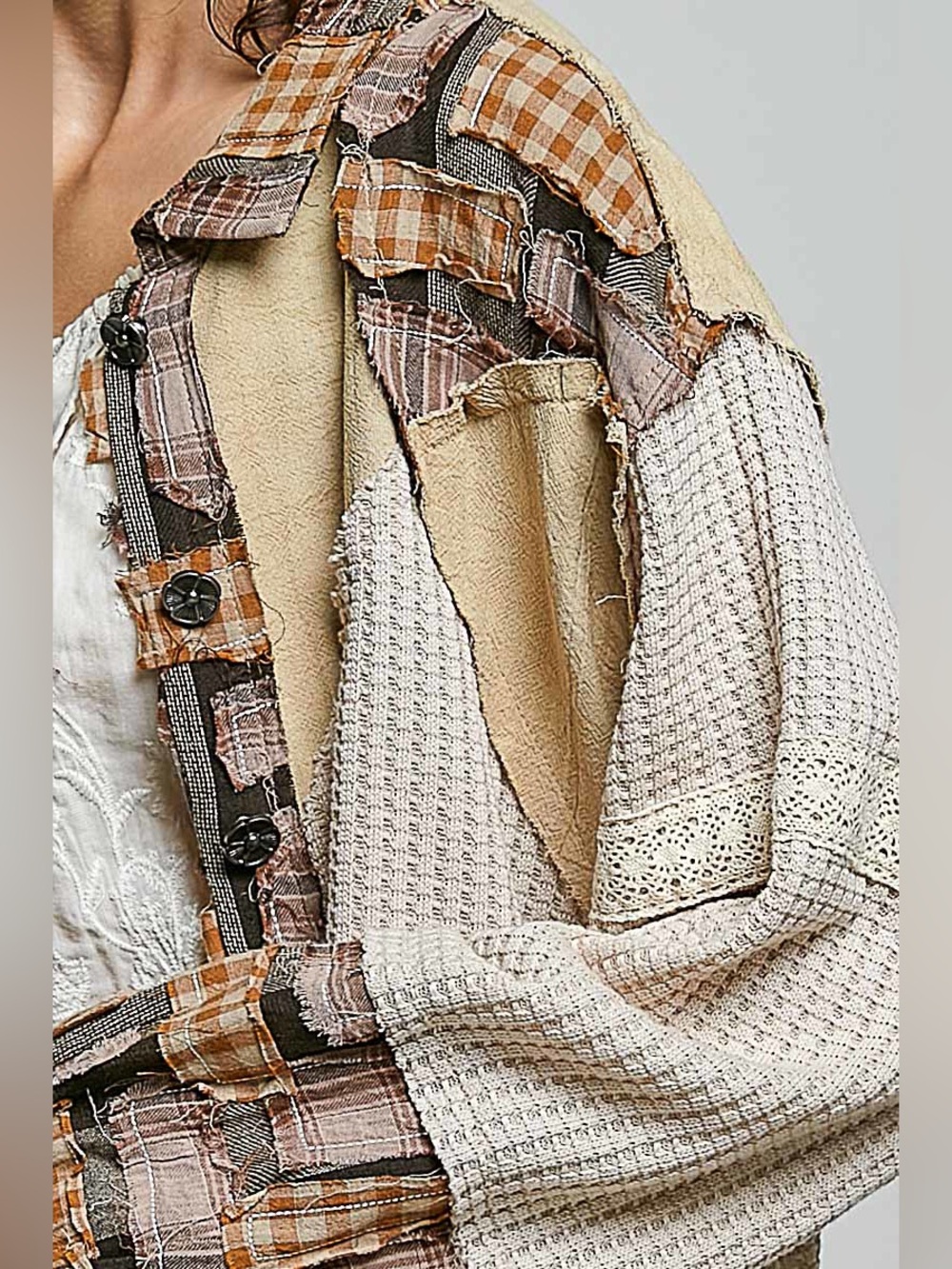 POL “Sundance Plaid” Oversized Shacket Jacket Boho Western Fall Layering | Coco - Picture 6 of 7